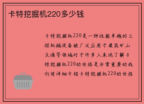 卡特挖掘机220多少钱